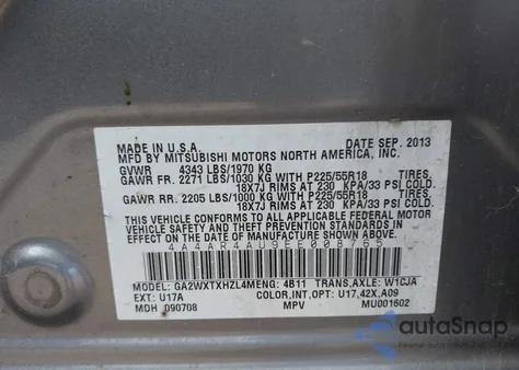 2014 Mitsubishi Outlander Sport Se из США, поврежденный, VIN 4A4AR4AU9EE008765